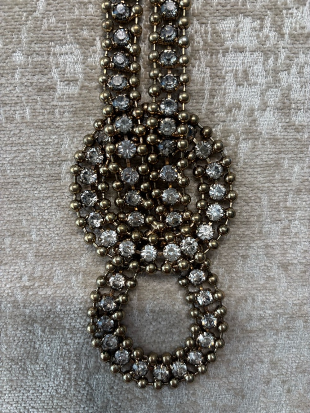 Vintage Rhinestone Ball Chain Knotted Statement Necklace Lariat Modern Glam Gold - Picture 2 of 4